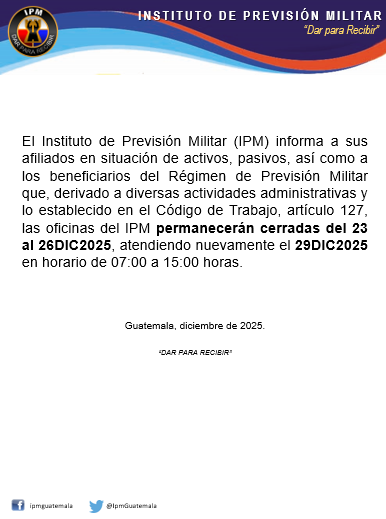 Información importante, cierre de oficinas IPM por actividades administrativas de fin de año.