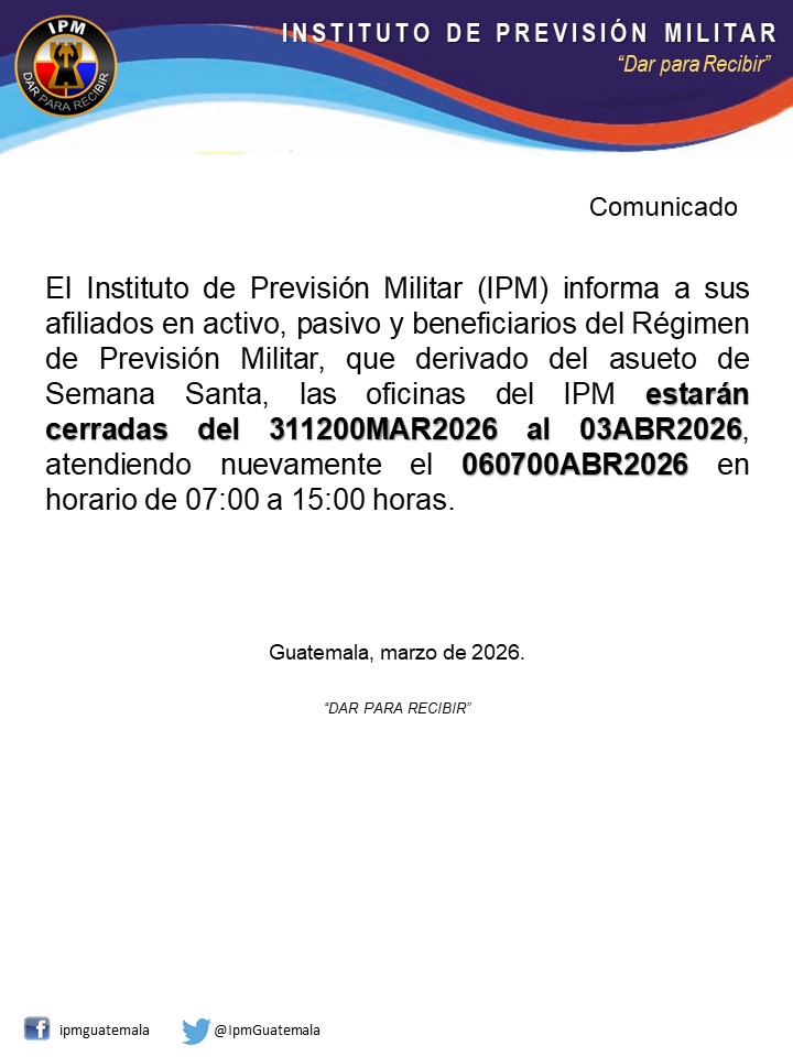 Asueto  Semana Santa oficinas IPM